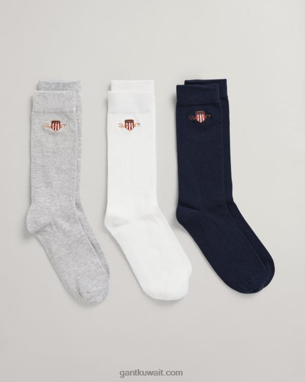 الفتيان في سن المراهقة 3 عبوات من جوارب درع الأرشيف مزيج رمادي فاتح GANT شباب ZHL2Z873