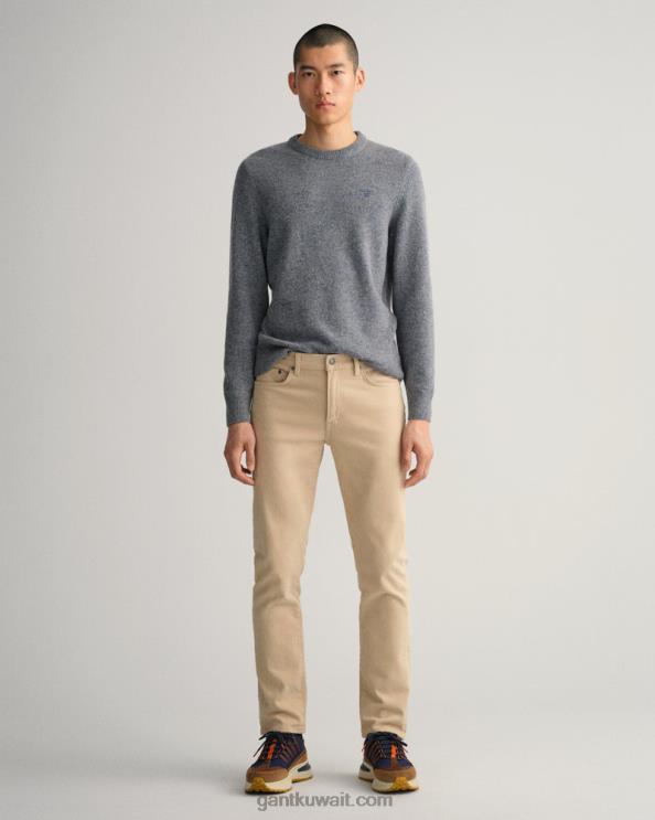 بنطلون جينز من قماش التويل الناعم بقصة عادية من Arley عسلي بيج GANT رجال ZHL2Z421