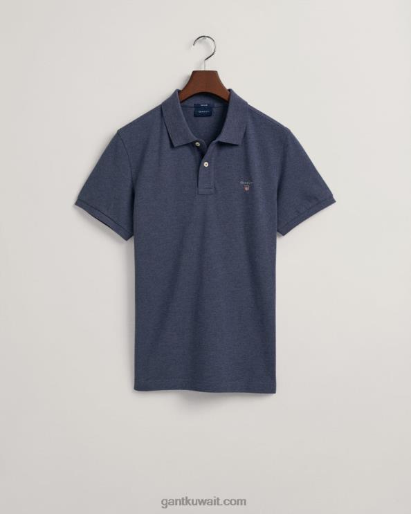 قميص بولو بيكيه الأصلي مزيج الجينز الأزرق الداكن GANT رجال ZHL2Z113