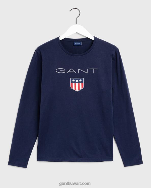 تيشيرت درع كم طويل المساء الأزرق GANT رجال ZHL2Z158