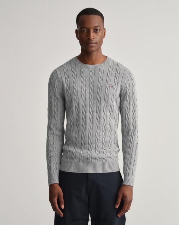 سترة من القطن برقبة دائرية مزيج الرمادي GANT رجال ZHL2Z303