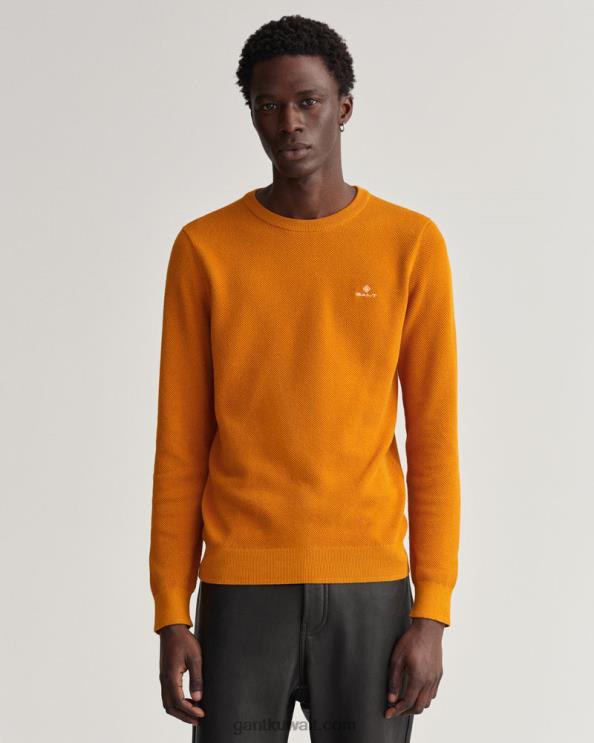 سترة من القطن بياقة دائرية داكن خردل برتقال GANT رجال ZHL2Z305