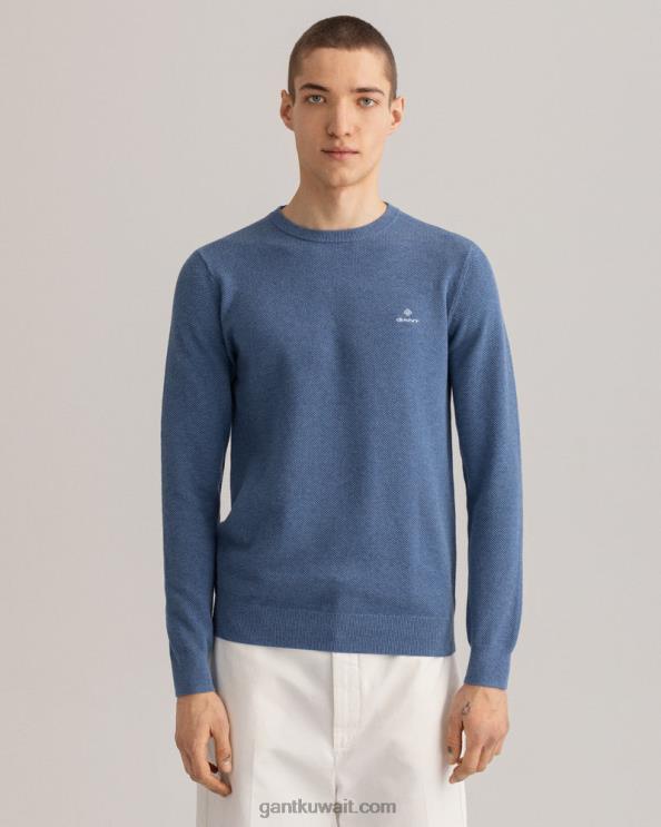 سترة من القطن بياقة دائرية الدنيم الأزرق ميل GANT رجال ZHL2Z345