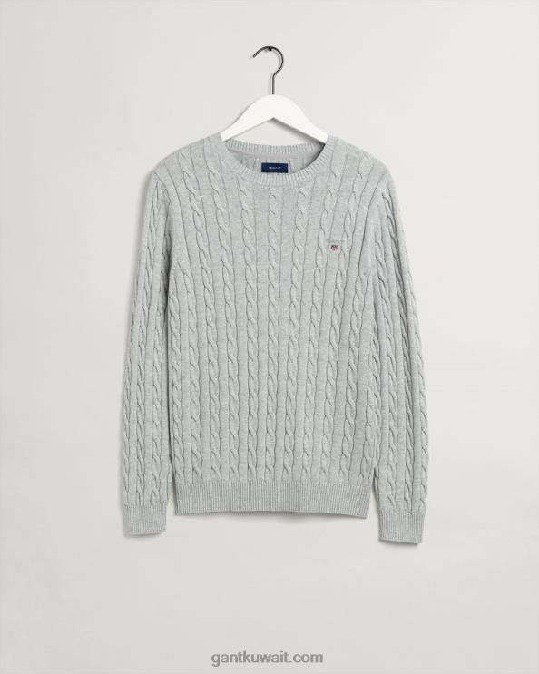 سترة من القطن برقبة دائرية مزيج رمادي فاتح GANT رجال ZHL2Z355