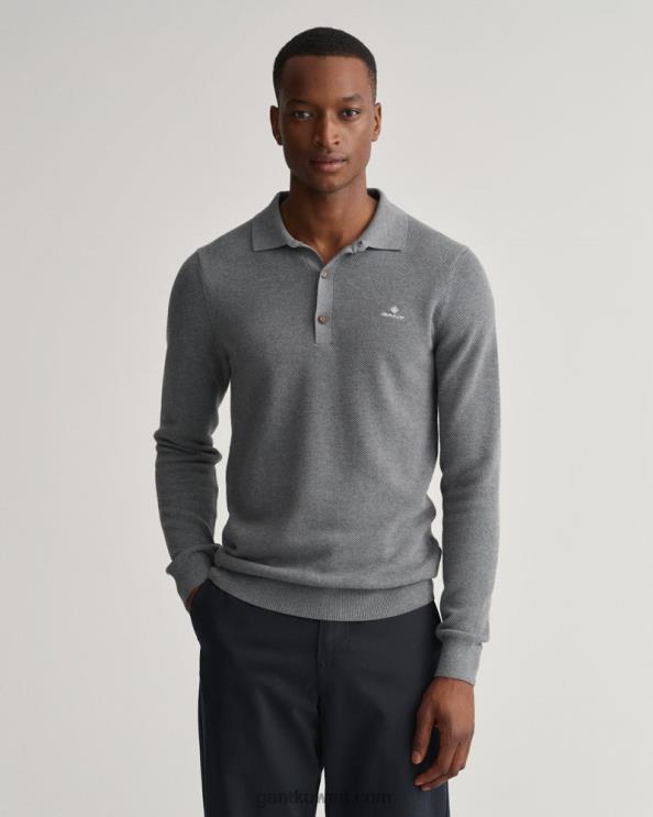 سترة بولو بيكيه من القطن مزيج رمادي غامق GANT رجال ZHL2Z359