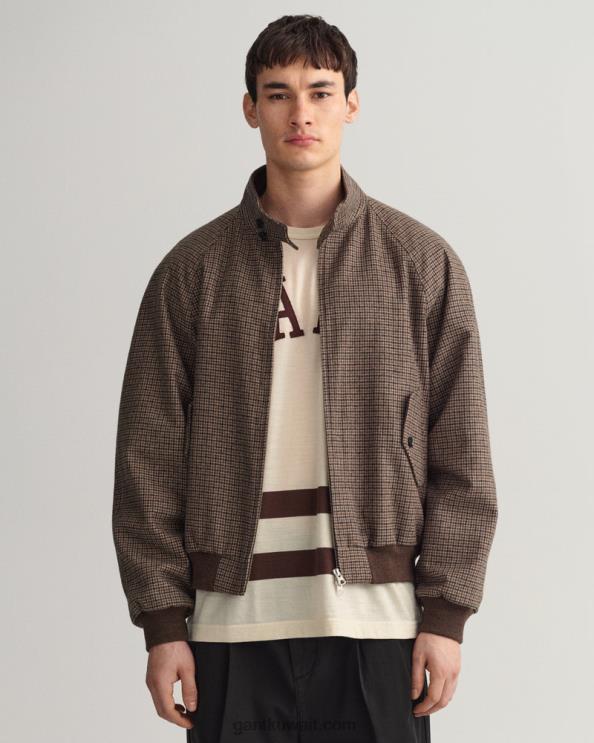 سترة هارينغتون من الصوف كاروهات عسلي بيج GANT رجال ZHL2Z381