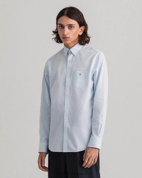 قميص بقماش واسع من القماش ذو قصة عادية كابري الأزرق GANT رجال ZHL2Z41