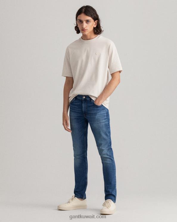 ماكسين بنطلون جينز ريترو شيلد بقصة ضيقة للغاية منتصف الأزرق المكسور GANT رجال ZHL2Z416