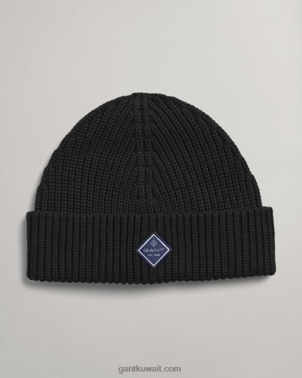 قبعة منسوجة من القطن المضلع أسود GANT رجال ZHL2Z483