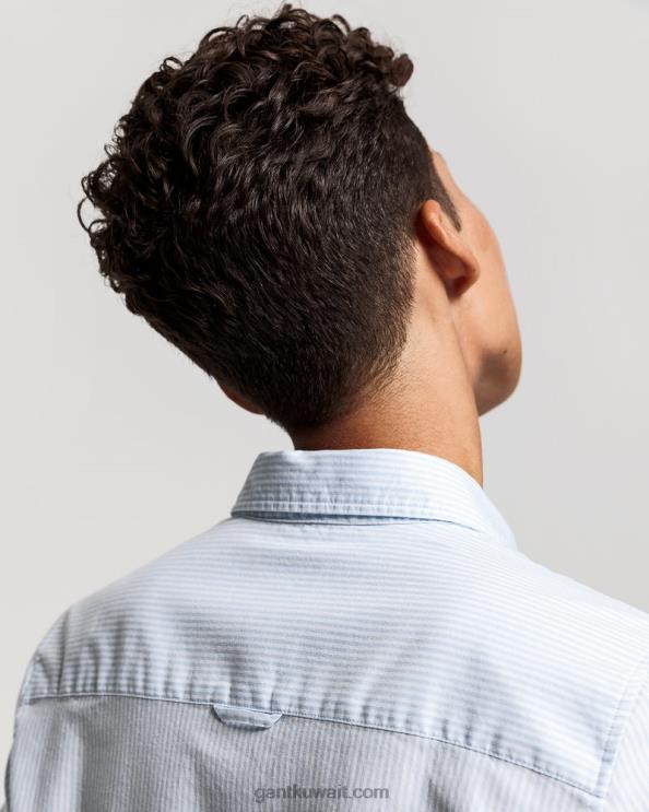 قميص بنكي مخطط من أكسفورد أزرق فاتح GANT نحيف ZHL2Z593