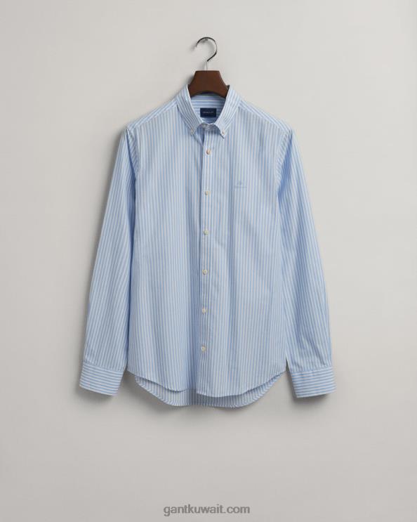 قميص بقماش واسع مخطط سليم فيت كابري الأزرق GANT رجال ZHL2Z61