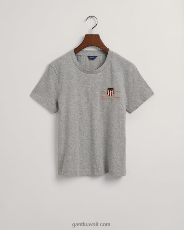 أرشيف درع تي شيرت مزيج الرمادي GANT نحيف ZHL2Z613