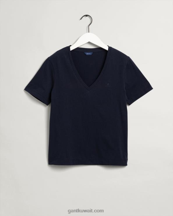 الأصلي الخامس الرقبة تي شيرت المساء الأزرق GANT نحيف ZHL2Z620