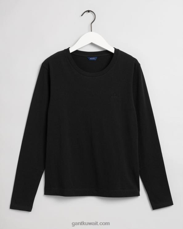 قميص طويل الأكمام الأصلي أسود GANT نحيف ZHL2Z643