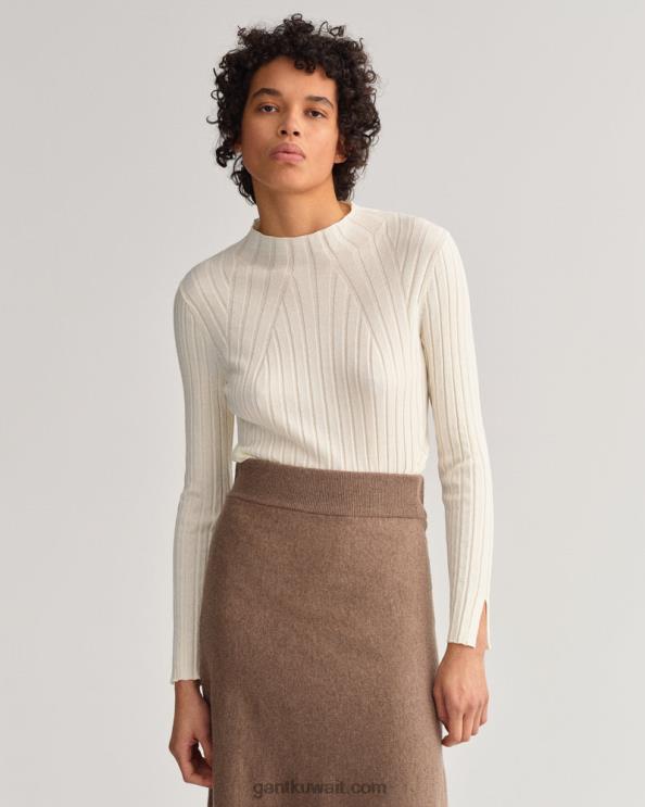 توب محبوك مضلع كريم GANT نحيف ZHL2Z671