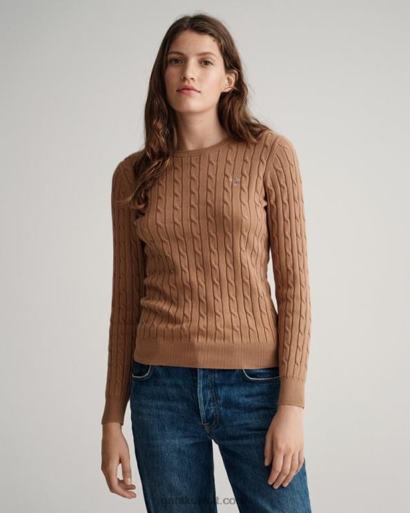 سترة من القطن المطاطي برقبة دائرية الجوز المحمص GANT نحيف ZHL2Z686