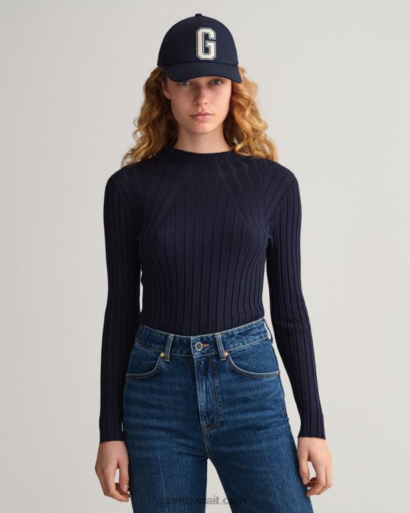 توب محبوك مضلع المساء الأزرق GANT نحيف ZHL2Z697