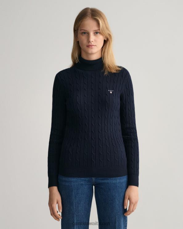 تمتد الياقة المدورة كابل القطن المساء الأزرق GANT نحيف ZHL2Z703