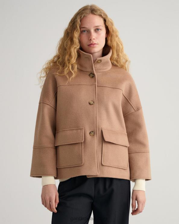 سترة قصيرة من مزيج الصوف الكاكي الدافئ GANT نحيف ZHL2Z755