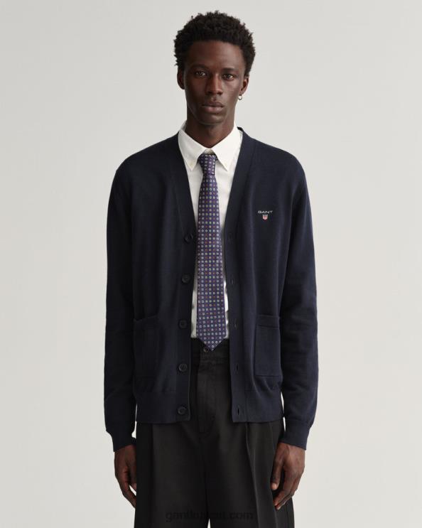 كارديجان كلاسيكي من القطن بفتحة رقبة على شكل حرف V المساء الأزرق GANT رجال ZHL2Z350