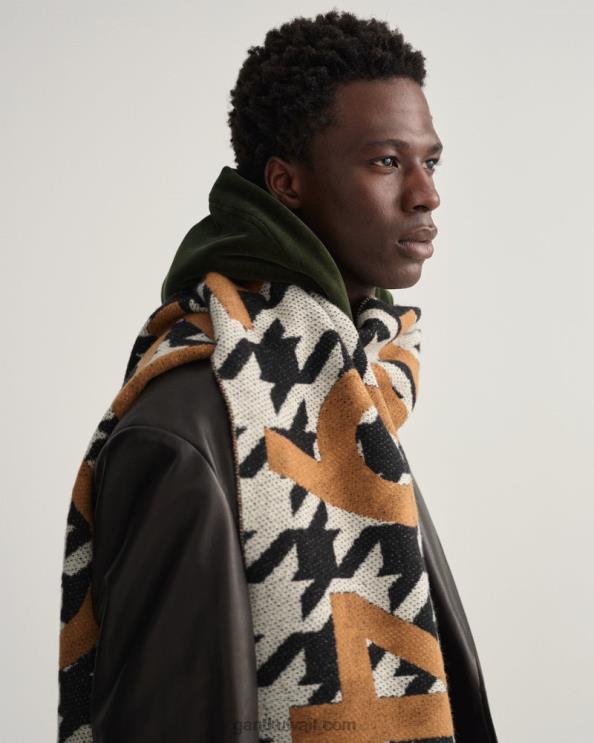 وشاح بشعار houndstooth خشب الإيبوني الأسود GANT رجال ZHL2Z563