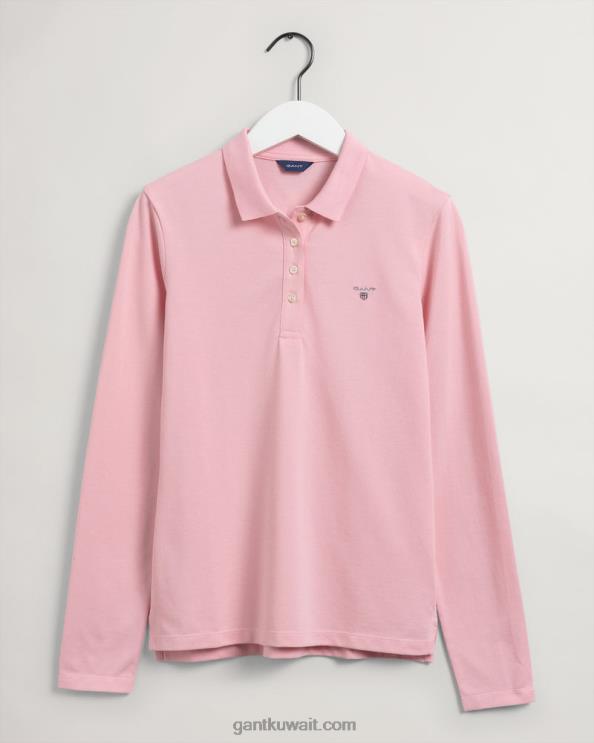 قميص بولو بيكيه الأصلي بأكمام طويلة الوردي preppy GANT نحيف ZHL2Z609