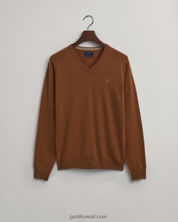 سترة برقبة على شكل حرف v من lambswool فائقة النعومة أرض دافئة GANT رجال ZHL2Z306